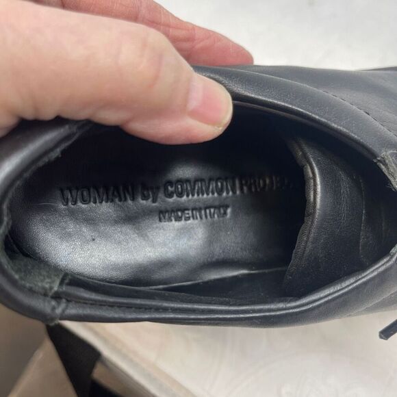 Woman by Common Projects Black Original Achilles Leather Low Sneakers Size 8 - Picture 7 of 9